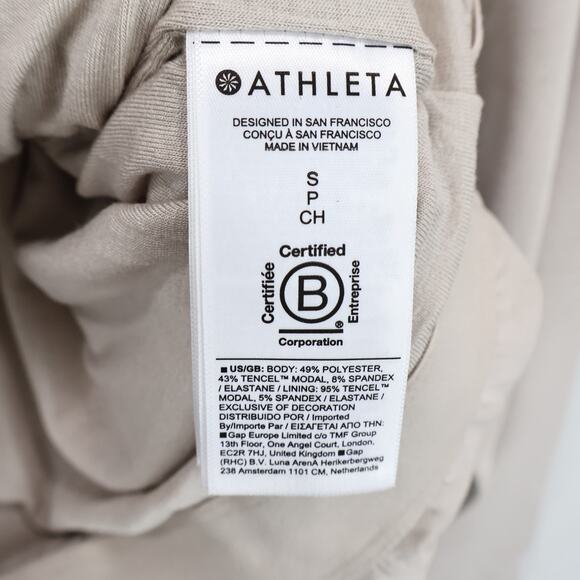 NWT Athleta Seasoft Bubble Hem Stretch Relaxed Fit Hoodie In Abalone Tan Small - Picture 9 of 10